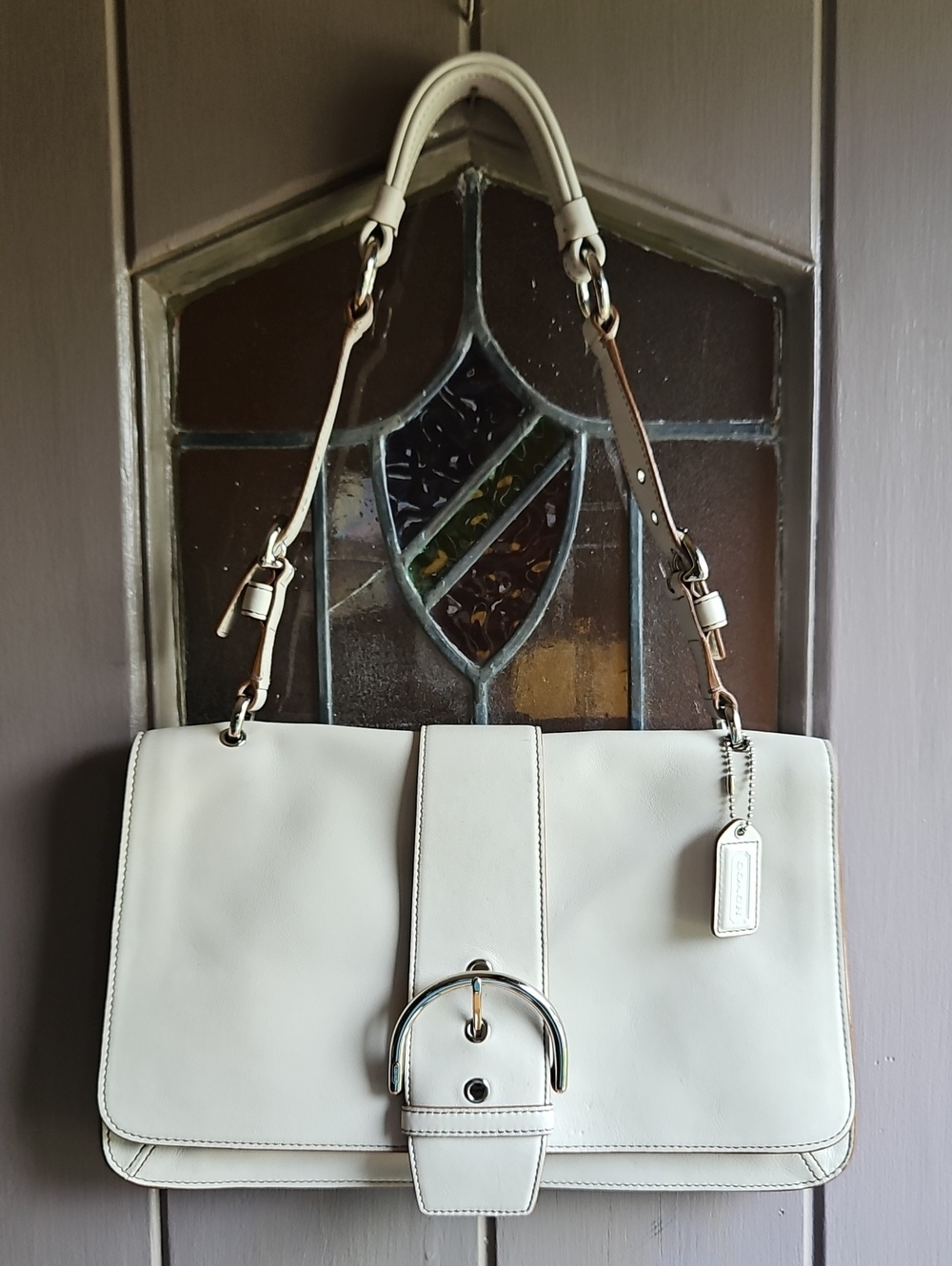 Coach Soho Buckle Flap Shoulder Bag In Cream